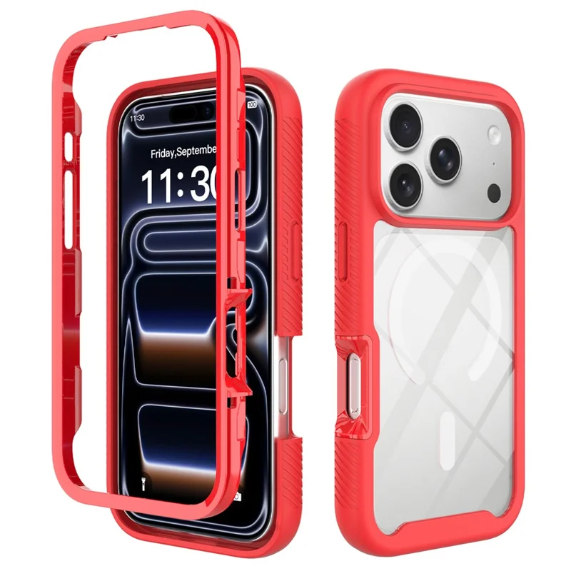 For iPhone 17 Pro Max Magnetic Case PC + TPU Protective Phone Back Cover (No PET Film) - Red