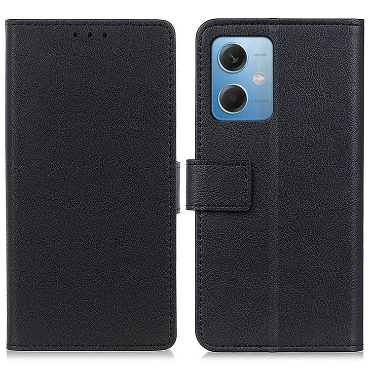 Cell Phone Case for Xiaomi Redmi Note 12 5G (Global) / (India) / (China) / Poco X5 5G Anti-scratch Textured PU Leather Stand Folio Flip Wallet Cover - Black