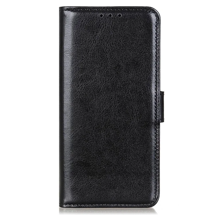 For Xiaomi Redmi Note 12 Pro 5G Crazy Horse Texture PU Leather Magnetic Clasp Cell Phone Cover with Wallet Stand - Black