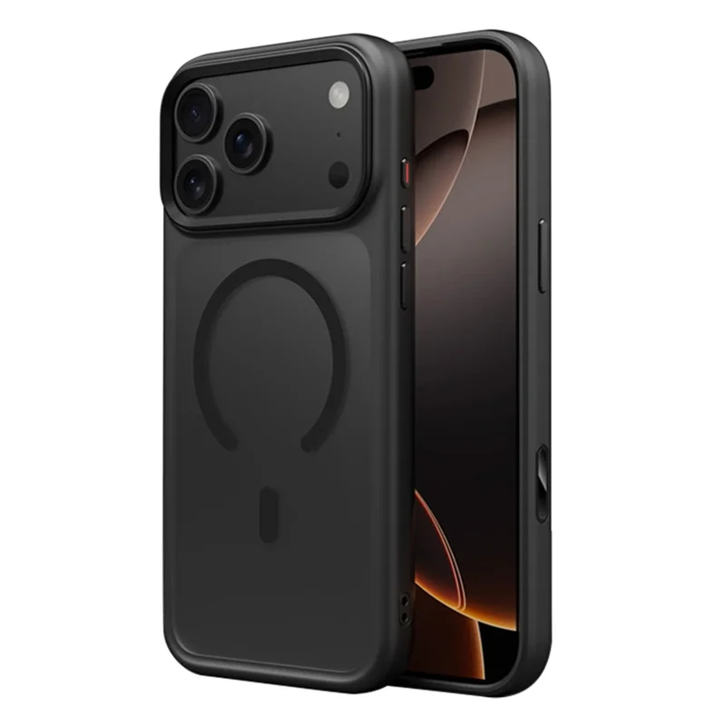 For iPhone 17 Pro Case with AI Photo Button Matte PC + TPU Phone Cover Compatible with MagSafe - Black