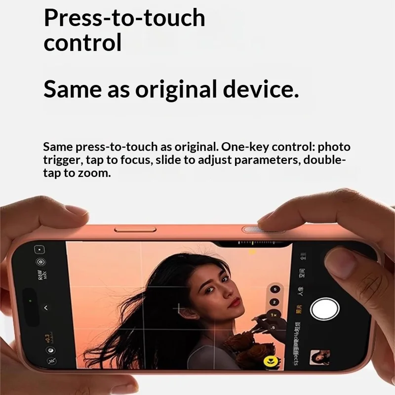 Funda para iPhone 17 Pro Max con botón de foto de IA Matte PC + Cubierta de teléfono TPU compatible con MagSafe - Naranja