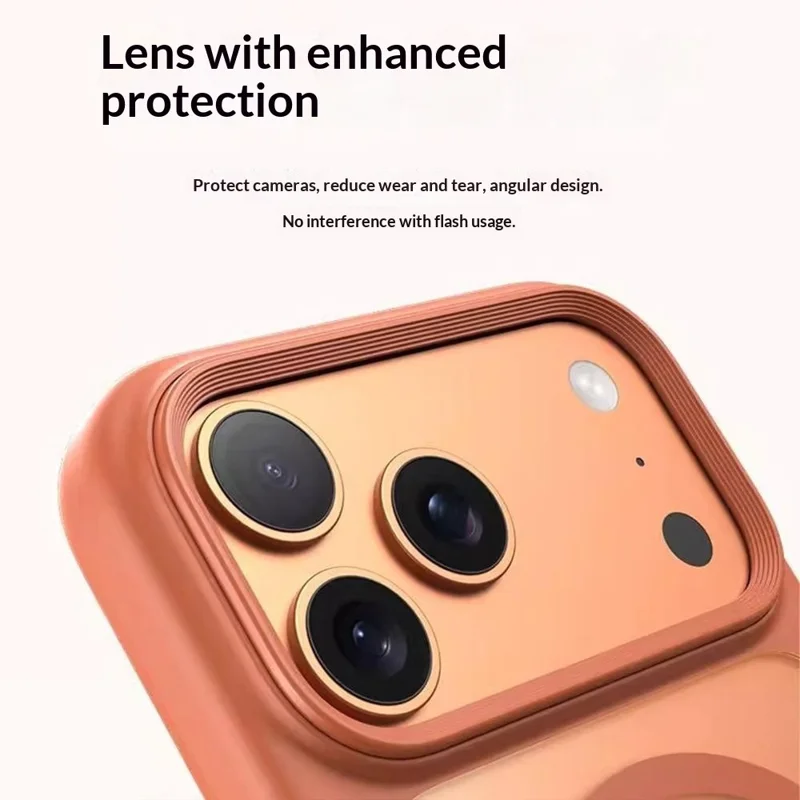 Funda para iPhone 17 Pro Max con botón de foto de IA Matte PC + Cubierta de teléfono TPU compatible con MagSafe - Naranja