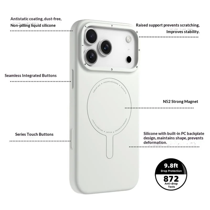 YOUNGKIT Morandi Series Para Funda de iPhone 17 Pro Max Compatible con MagSafe Silicona Líquida PC Cubierta de Teléfono - Naranja