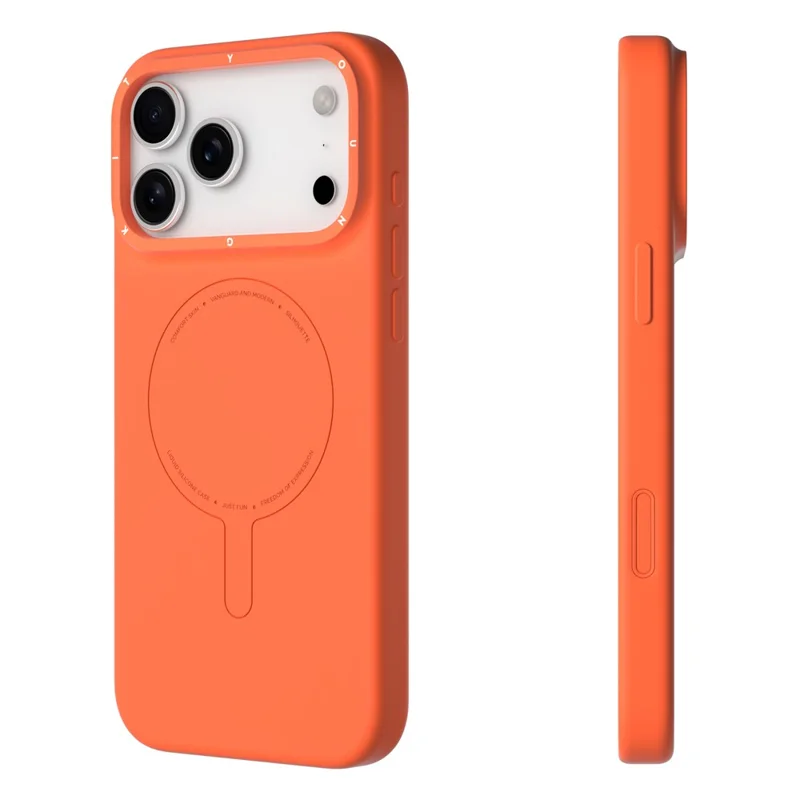 YOUNGKIT Morandi Series Para Funda de iPhone 17 Pro Max Compatible con MagSafe Silicona Líquida PC Cubierta de Teléfono - Naranja