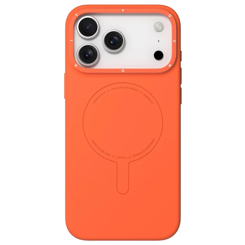 YOUNGKIT Morandi Series Para Funda de iPhone 17 Pro Compatible con MagSafe Carcasa de Silicona Líquida PC - Naranja