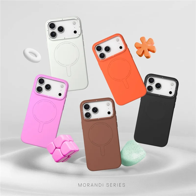 YOUNGKIT Morandi Series Para Funda de iPhone 17 Pro Compatible con MagSafe Carcasa de Silicona Líquida PC - Naranja