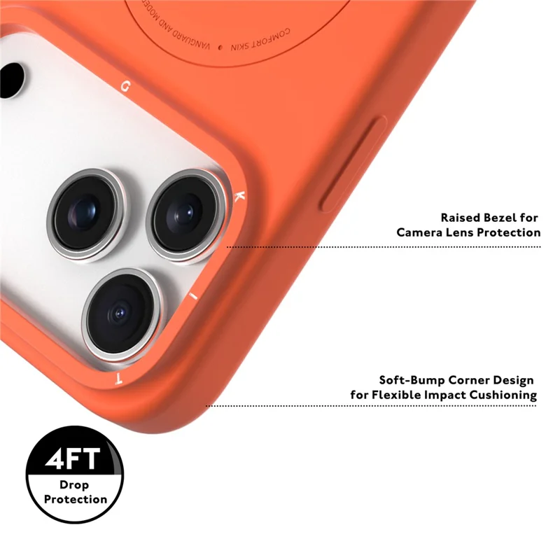 YOUNGKIT Morandi Series Para Funda de iPhone 17 Pro Compatible con MagSafe Carcasa de Silicona Líquida PC - Naranja