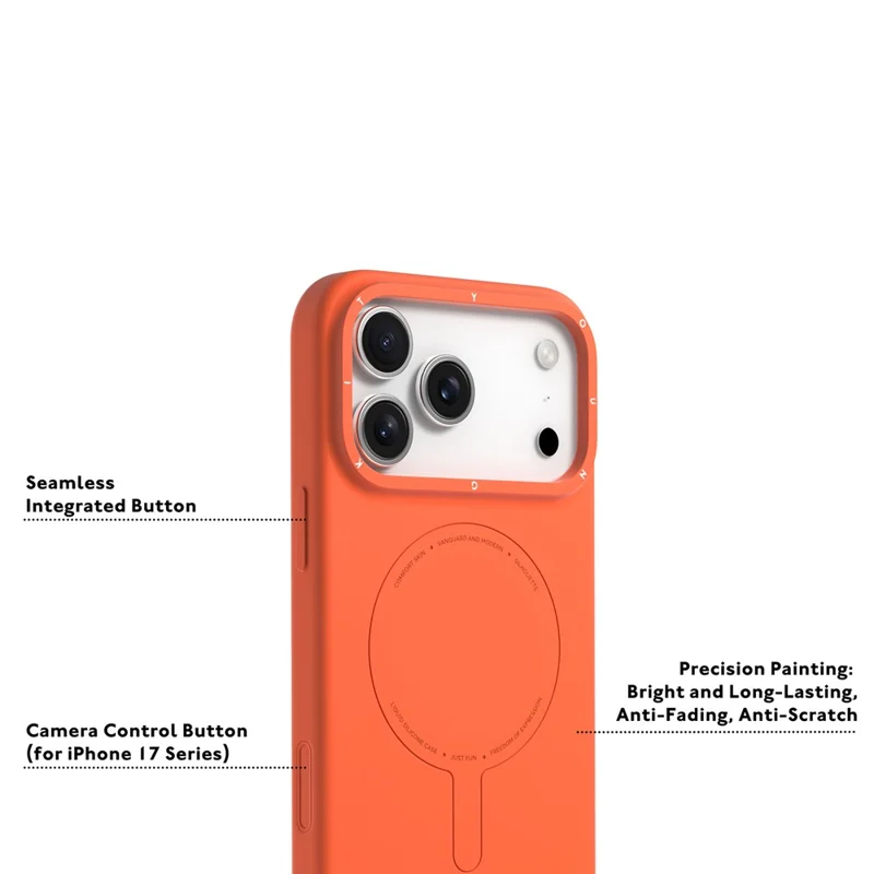 YOUNGKIT Morandi Series Para Funda de iPhone 17 Pro Compatible con MagSafe Carcasa de Silicona Líquida PC - Naranja