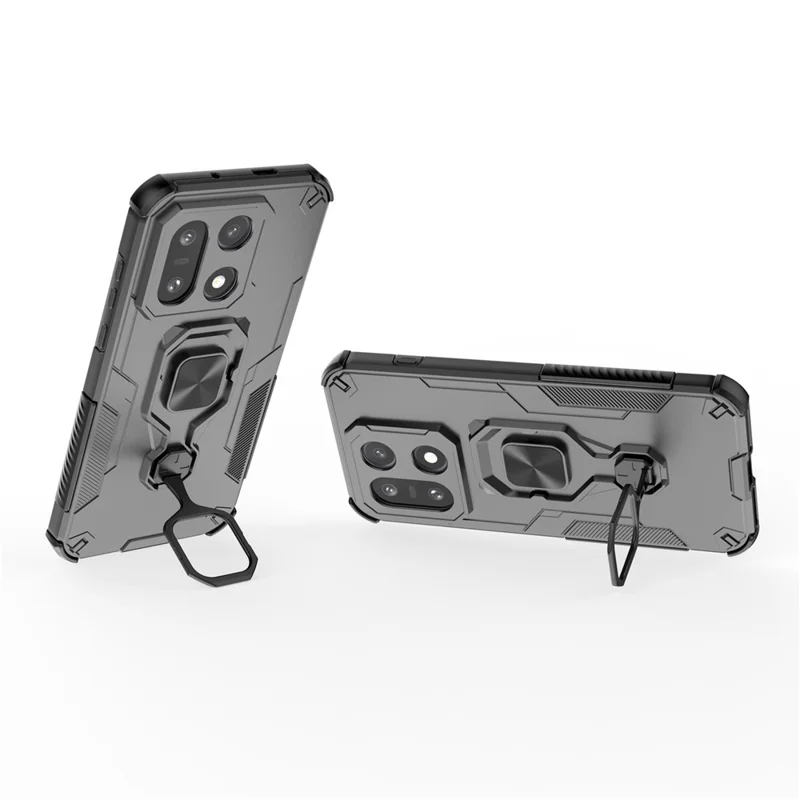For OnePlus 15 5G Case Rotatable Ring Kickstand PC + TPU Shockproof Phone Cover - Black