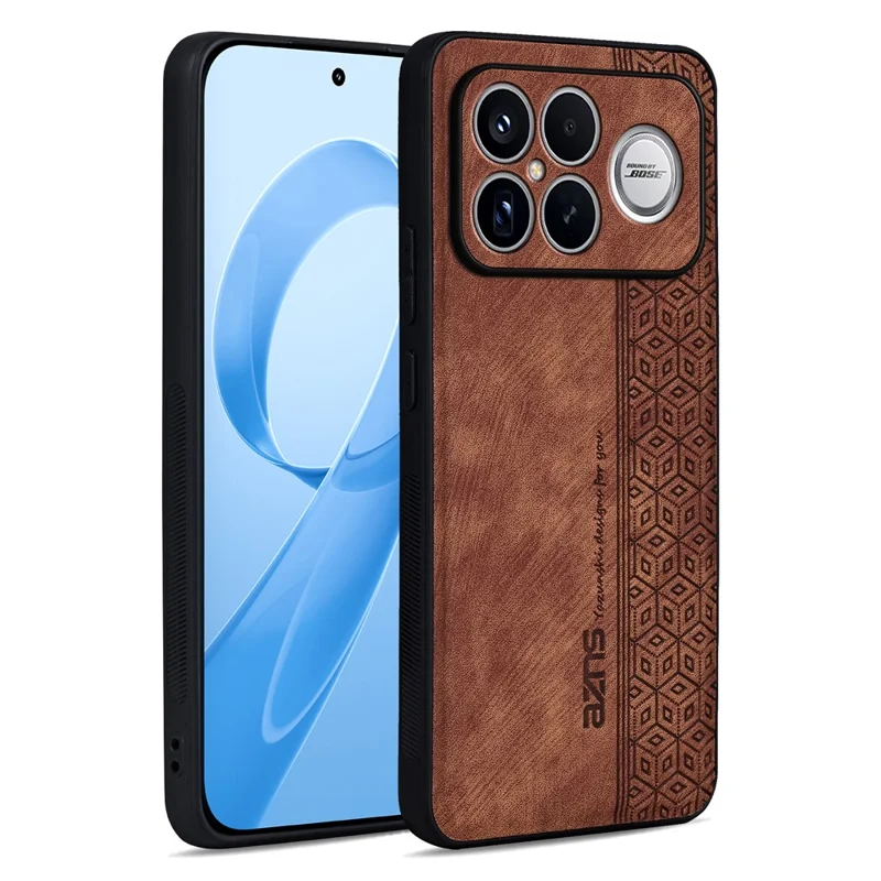 AZNS voor Xiaomi Redmi K90 Pro Max 5G / Poco F8 Ultra hoes Beschermende PU-leer beklede TPU telefoonhoes - Bruin