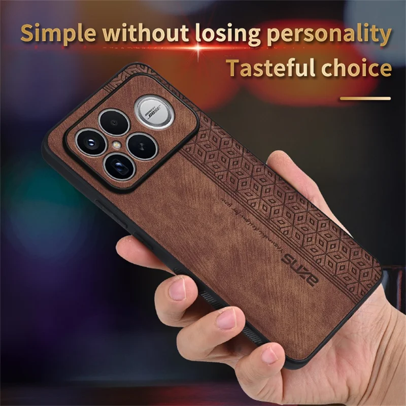 AZNS voor Xiaomi Redmi K90 Pro Max 5G / Poco F8 Ultra hoes Beschermende PU-leer beklede TPU telefoonhoes - Bruin