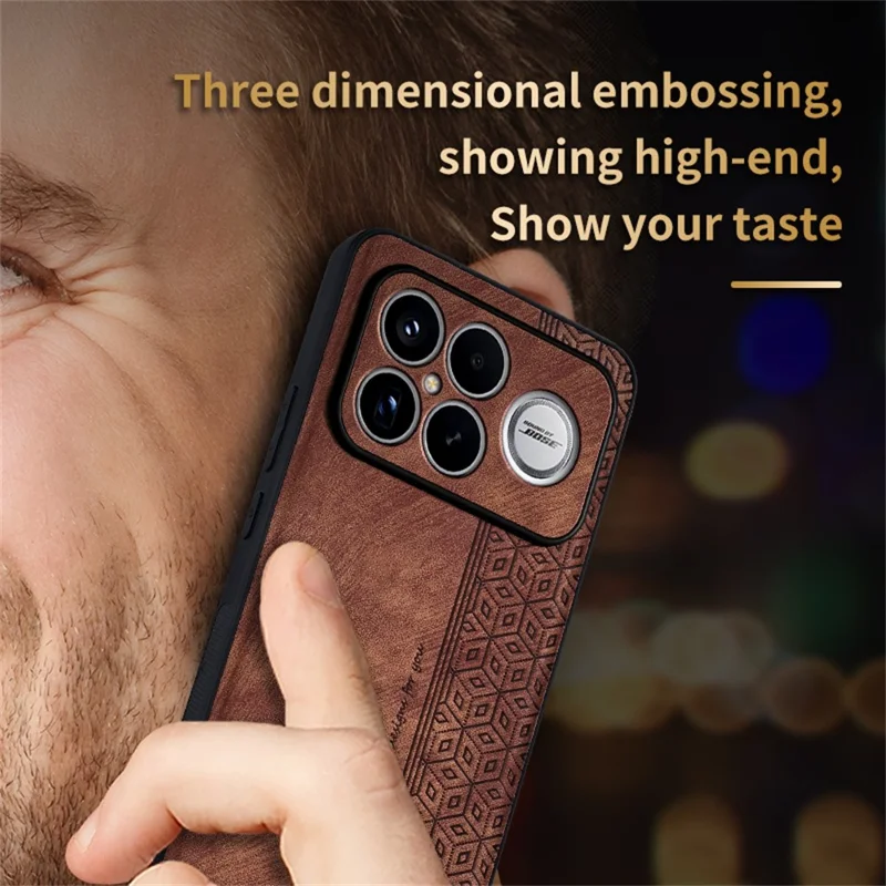 AZNS voor Xiaomi Redmi K90 Pro Max 5G / Poco F8 Ultra hoes Beschermende PU-leer beklede TPU telefoonhoes - Bruin