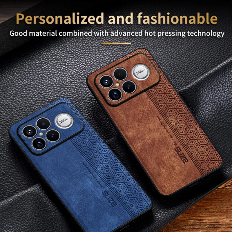 AZNS voor Xiaomi Redmi K90 Pro Max 5G / Poco F8 Ultra hoes Beschermende PU-leer beklede TPU telefoonhoes - Bruin