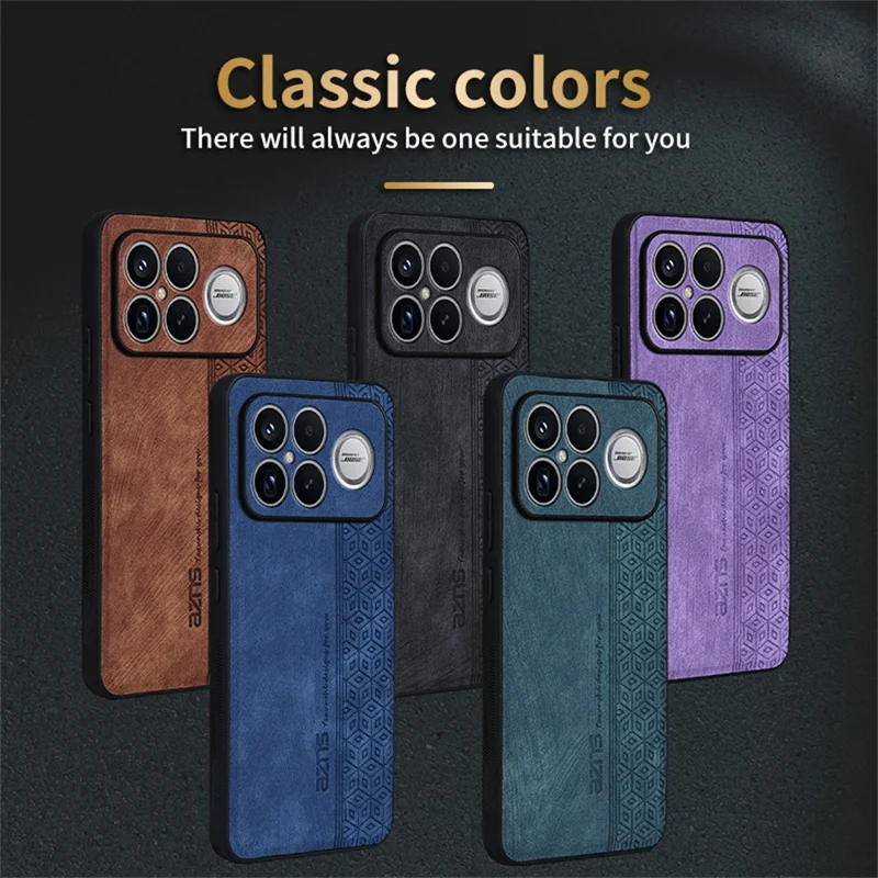 AZNS voor Xiaomi Redmi K90 Pro Max 5G / Poco F8 Ultra hoes Beschermende PU-leer beklede TPU telefoonhoes - Bruin