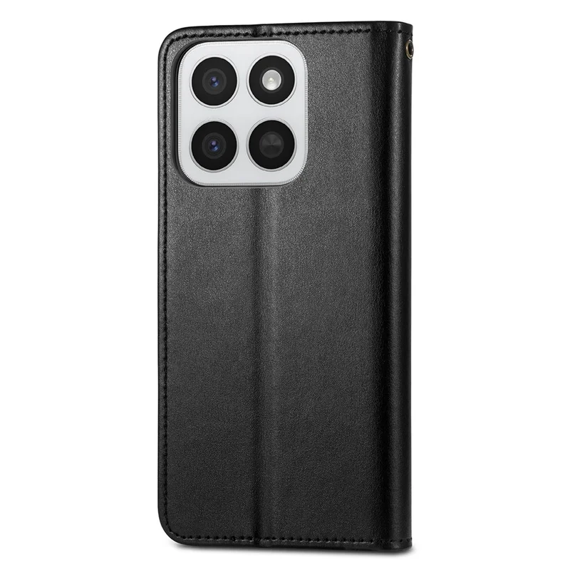 Phone Case for Honor 400 Smart 5G  /  400 Smart 4G  /  X7d 4G  /  X7d 5G Wallet Stand Leather Phone Cover with Wrist Strap - Black