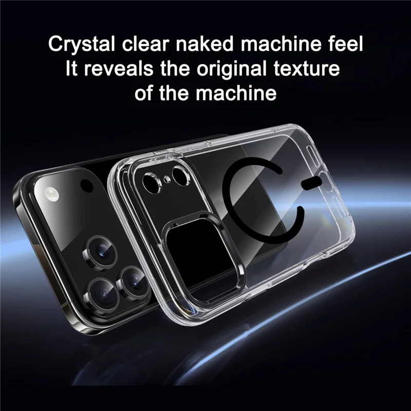 IPAKY pour iPhone 17 Pro Max coque transparente compatible MagSafe, antichoc, en TPU+PC - Transparent / Noir