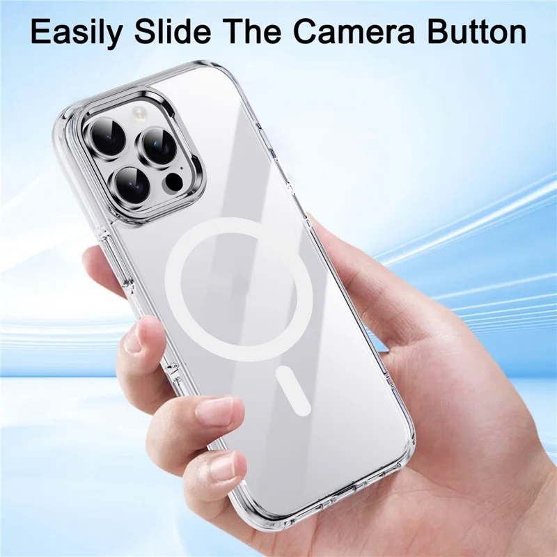 IPAKY pour iPhone 16 Pro coque transparente compatible MagSafe, antichoc, TPU+PC, dos de téléphone - Transparent / Noir