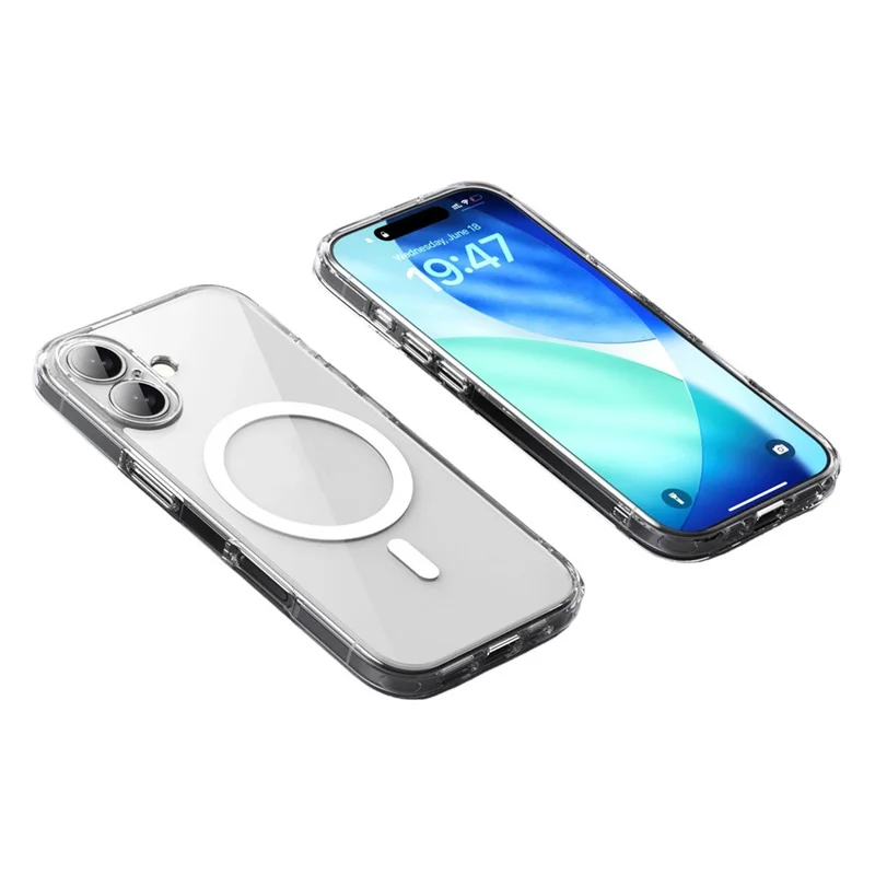 IPAKY pour iPhone 17 coque transparente en TPU + PC fine compatible MagSafe - Transparent