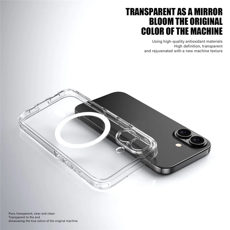 IPAKY pour iPhone 17 coque transparente en TPU + PC fine compatible MagSafe - Transparent