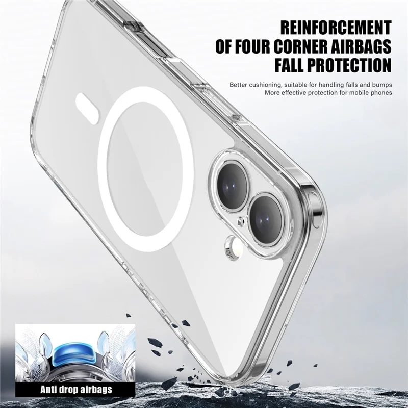 IPAKY pour iPhone 17 coque transparente en TPU + PC fine compatible MagSafe - Transparent