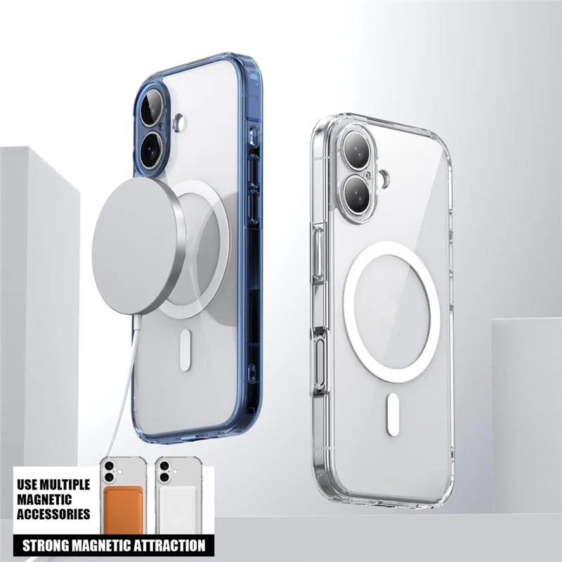 IPAKY pour iPhone 17 coque transparente en TPU + PC fine compatible MagSafe - Transparent