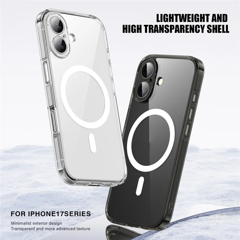IPAKY pour iPhone 17 coque transparente en TPU + PC fine compatible MagSafe - Transparent