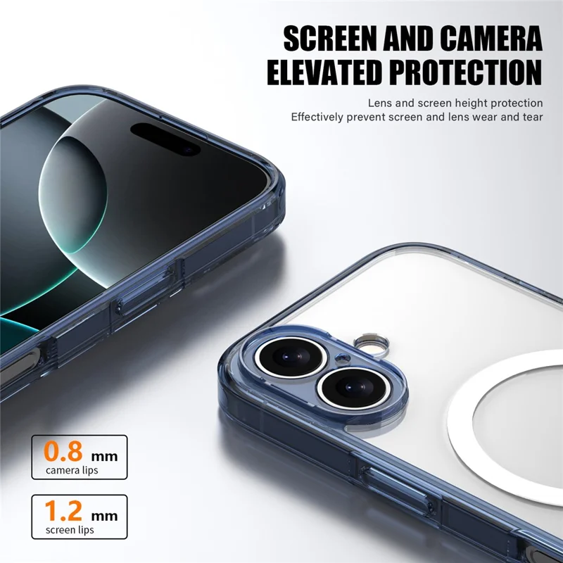 IPAKY pour iPhone 17 coque transparente en TPU + PC fine compatible MagSafe - Transparent