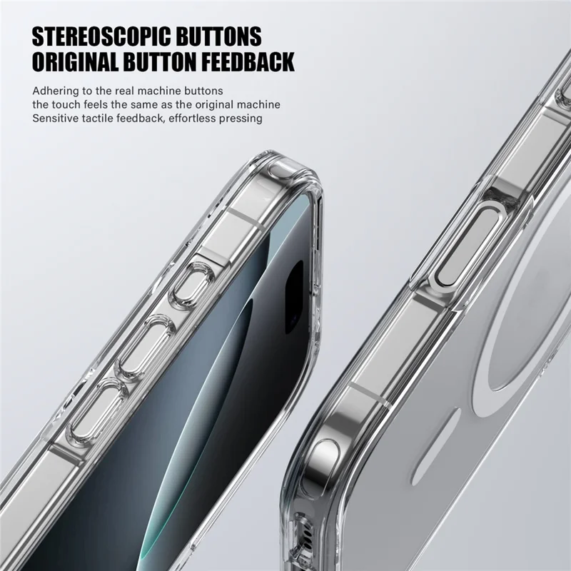 IPAKY pour iPhone 17 coque transparente en TPU + PC fine compatible MagSafe - Transparent