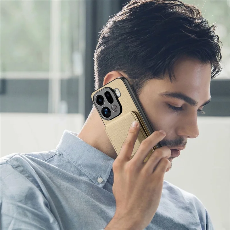 Futerał na Oppo Find X9 Pro 5G, pokryta tkaniną skóra + PC + TPU, z zabezpieczeniem RFID, z uchwytem na kartę - khaki