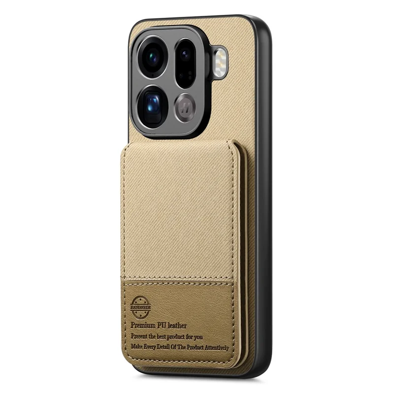Futerał na Oppo Find X9 Pro 5G, pokryta tkaniną skóra + PC + TPU, z zabezpieczeniem RFID, z uchwytem na kartę - khaki