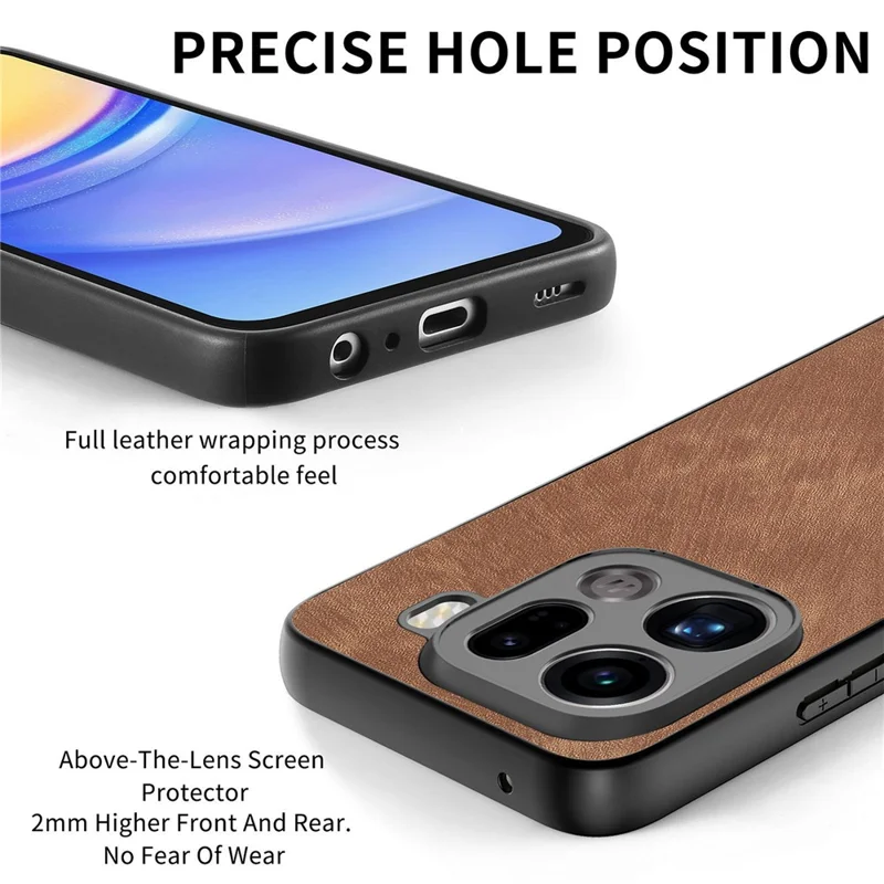 Voor Oppo Find X9 Pro 5G Hoesje Stootvrij Slank Retro Leren Telefoon Achterkant - Bruin