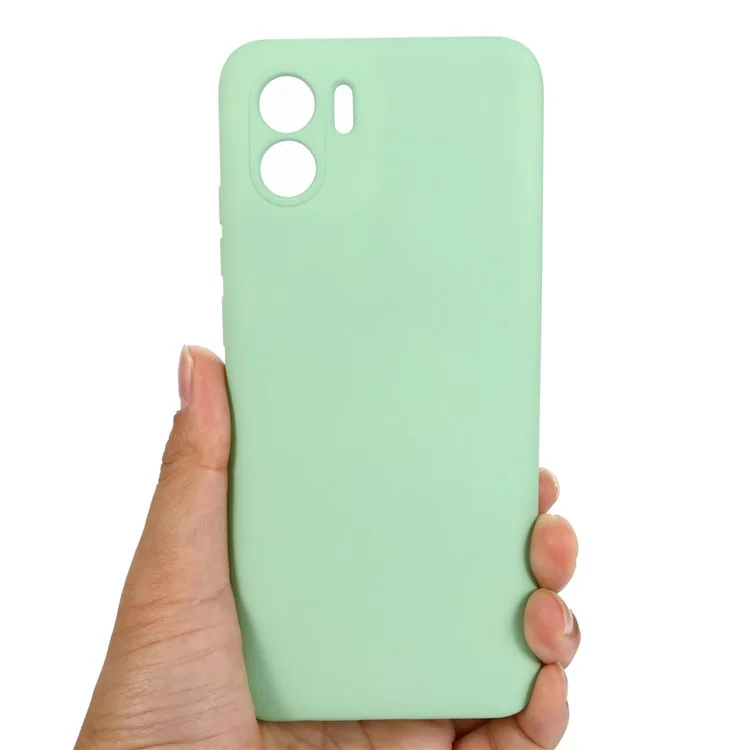 Per Xiaomi Redmi A2 4G / A1 4G Soft Liquid Silicone Custodia per Cellulare Rivestimento in Microfibra Anti-Graffio Cover con Cinturino - Verde