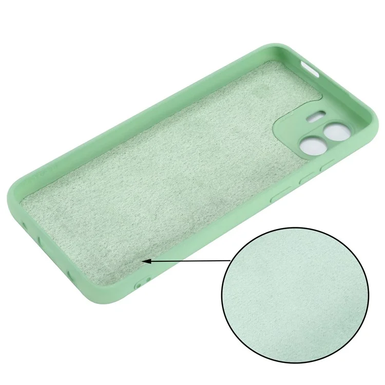 Per Xiaomi Redmi A2 4G / A1 4G Soft Liquid Silicone Custodia per Cellulare Rivestimento in Microfibra Anti-Graffio Cover con Cinturino - Verde