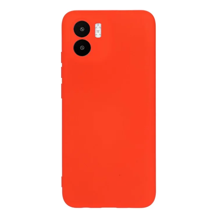 For Xiaomi Redmi A2 4G / A1 4G Soft Liquid Silicone Cell Phone Case Microfiber Lining Anti-Scratch Cover with Strap - Red