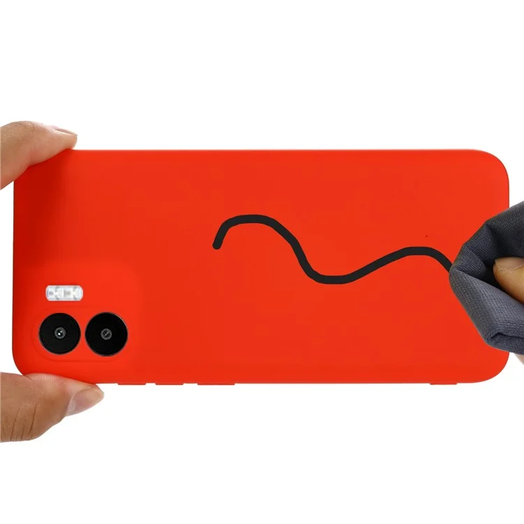 For Xiaomi Redmi A2 4G / A1 4G Soft Liquid Silicone Cell Phone Case Microfiber Lining Anti-Scratch Cover with Strap - Red