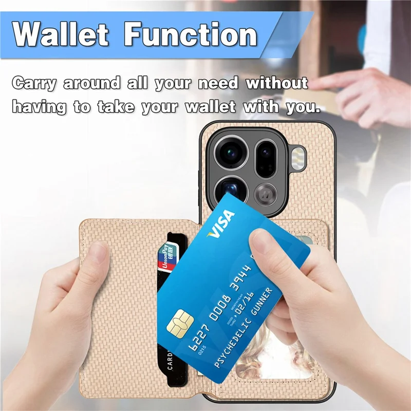 For Oppo Find X9 Pro 5G Case RFID Blocking Carbon Fiber Leather Phone Back Cover with Card Holder - Green