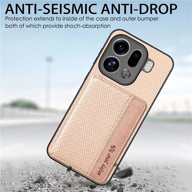 For Oppo Find X9 Pro 5G Case RFID Blocking Carbon Fiber Leather Phone Back Cover with Card Holder - Green