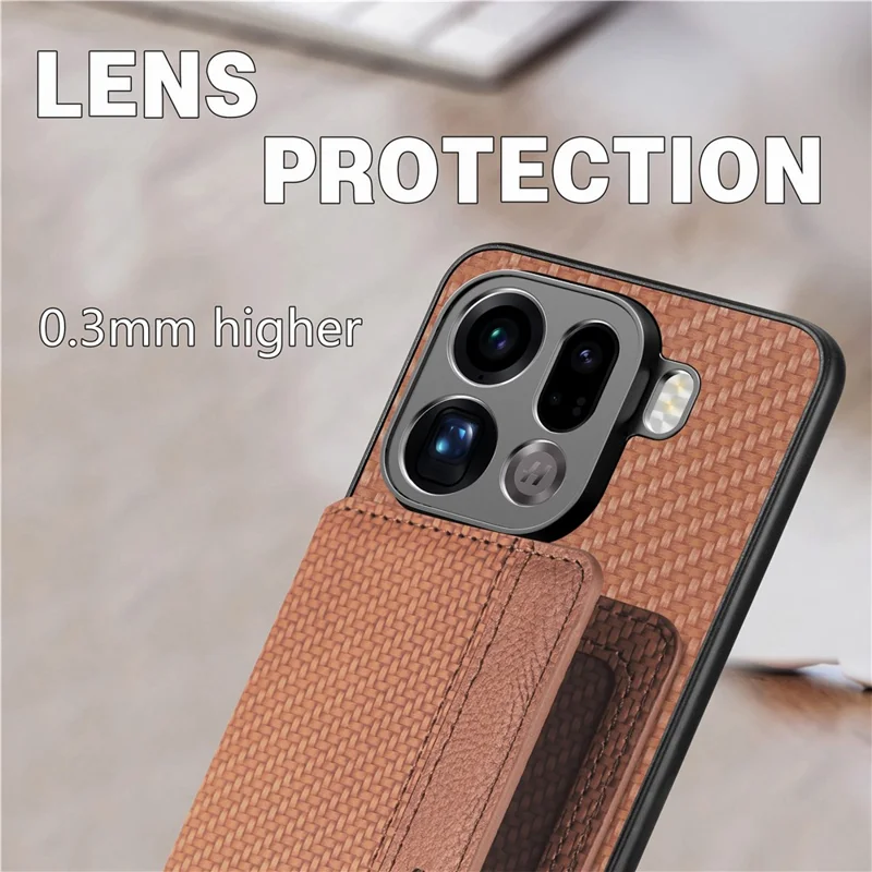 For Oppo Find X9 Pro 5G Case RFID Blocking Carbon Fiber Leather Phone Back Cover with Card Holder - Green