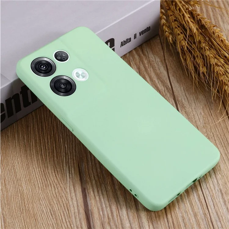 For Oppo Reno8 Pro+ 5G (Global Version) Liquid Silicone Microfiber Lining Protective Case Camera Protection Shockproof  Anti-Drop Phone Cover with Strap - Green