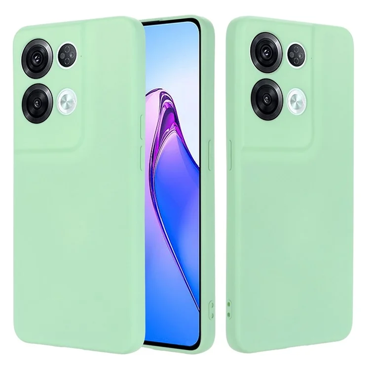 For Oppo Reno8 Pro+ 5G (Global Version) Liquid Silicone Microfiber Lining Protective Case Camera Protection Shockproof  Anti-Drop Phone Cover with Strap - Green