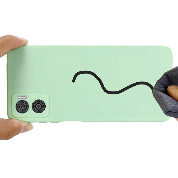 Per Motorola Moto E22 4G / E22i 4G Custodia in Silicone Liquido Anti-Graffio Fodera Morbida Protezione della Fotocamera Custodia per Telefono con Cinturino - Verde