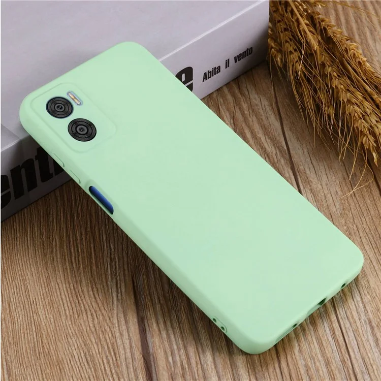 Per Motorola Moto E22 4G / E22i 4G Custodia in Silicone Liquido Anti-Graffio Fodera Morbida Protezione della Fotocamera Custodia per Telefono con Cinturino - Verde