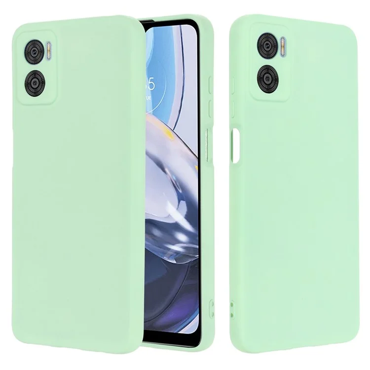 Per Motorola Moto E22 4G / E22i 4G Custodia in Silicone Liquido Anti-Graffio Fodera Morbida Protezione della Fotocamera Custodia per Telefono con Cinturino - Verde