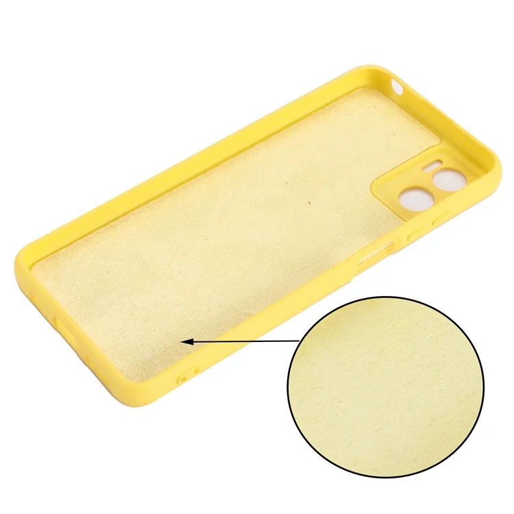 Para Motorola Moto E22 4G / E22i 4G Funda de Silicona Líquida Anticorrosión Forro Suave Protección de la Cámara Funda de Teléfono con Correa - Amarillo