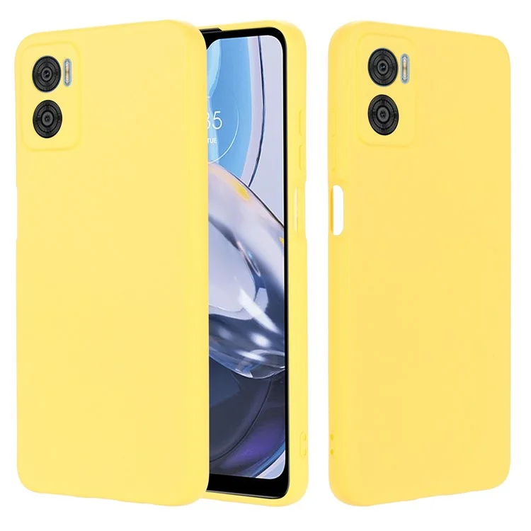 Para Motorola Moto E22 4G / E22i 4G Funda de Silicona Líquida Anticorrosión Forro Suave Protección de la Cámara Funda de Teléfono con Correa - Amarillo
