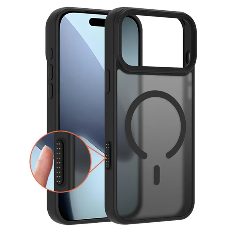 For iPhone 17 Pro Case AI Touch Camera Button PC TPU Phone Cover Compatible with MagSafe - Black