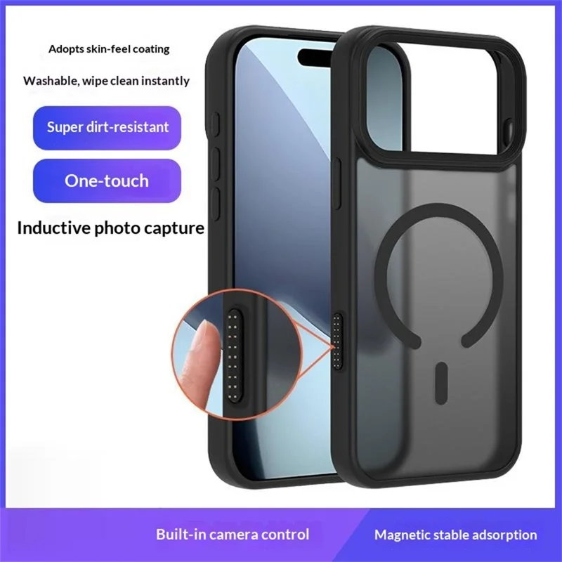 For iPhone 17 Pro Case AI Touch Camera Button PC TPU Phone Cover Compatible with MagSafe - Black