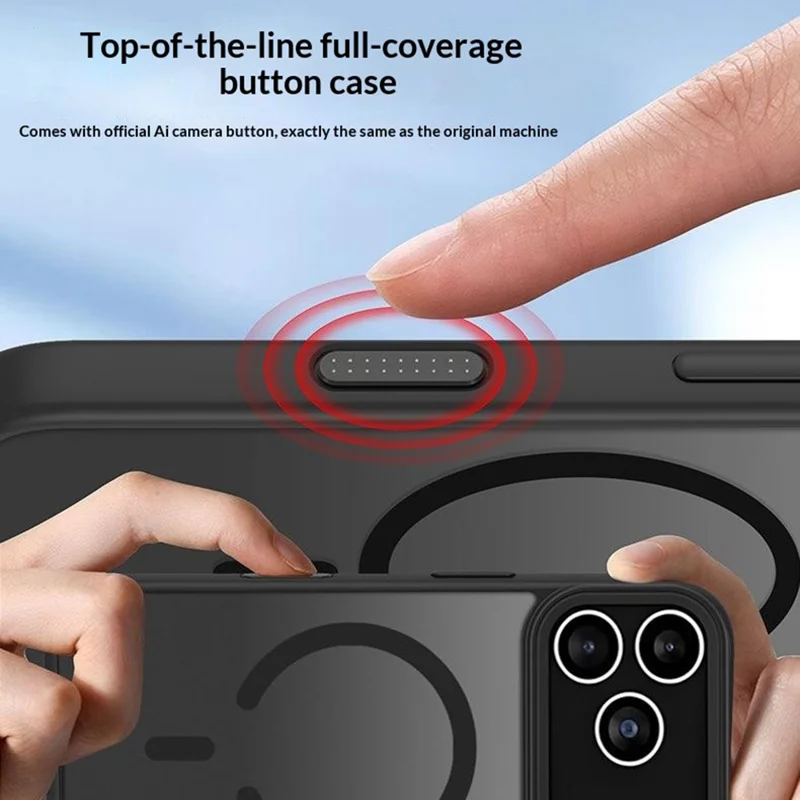 For iPhone 17 Pro Case AI Touch Camera Button PC TPU Phone Cover Compatible with MagSafe - Black