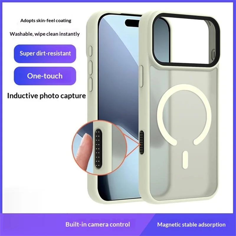 For iPhone 17 Pro Case AI Touch Camera Button PC TPU Phone Cover Compatible with MagSafe - White