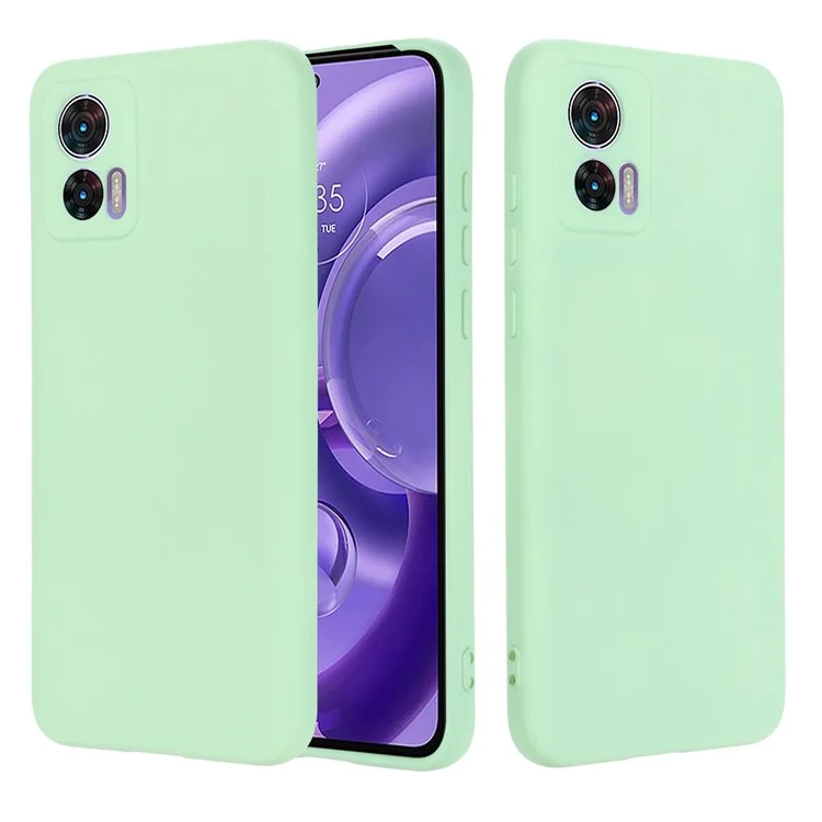 Pour Motorola Edge 30 Neo 5G / Edge 30 Lite Anti-rayures Étui de téléphone portable en silicone liquide Coque de protection antichoc avec sangle - Vert